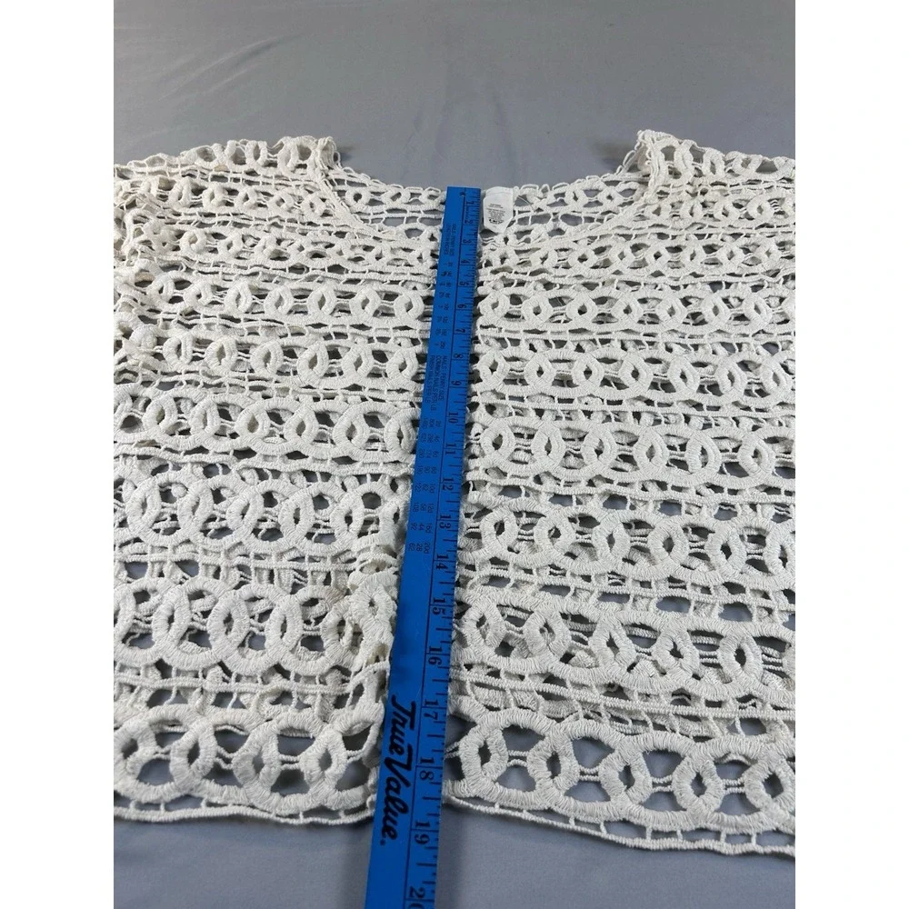 Forgotten Grace Womens Crochet Knit Top Ivory Sleeveless‎ Boho Lace Overlay